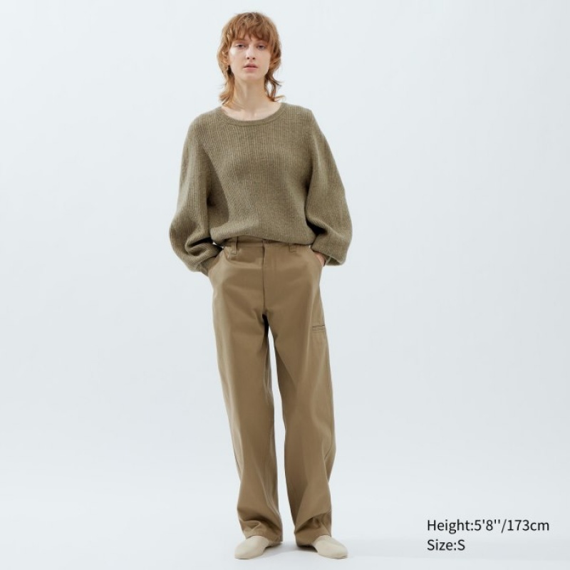 Uniqlo Premium Lambswool Volume Long-Sleeve Truien Dames Khaki | 8923940