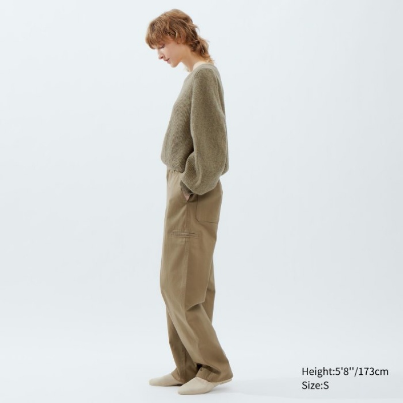 Uniqlo Premium Lambswool Volume Long-Sleeve Truien Dames Khaki | 8923940