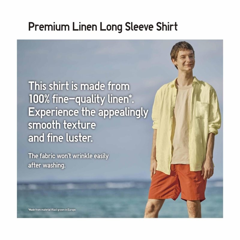 Uniqlo Premium Linen Long-sleeve Overhemd Heren Blauw | 6908774