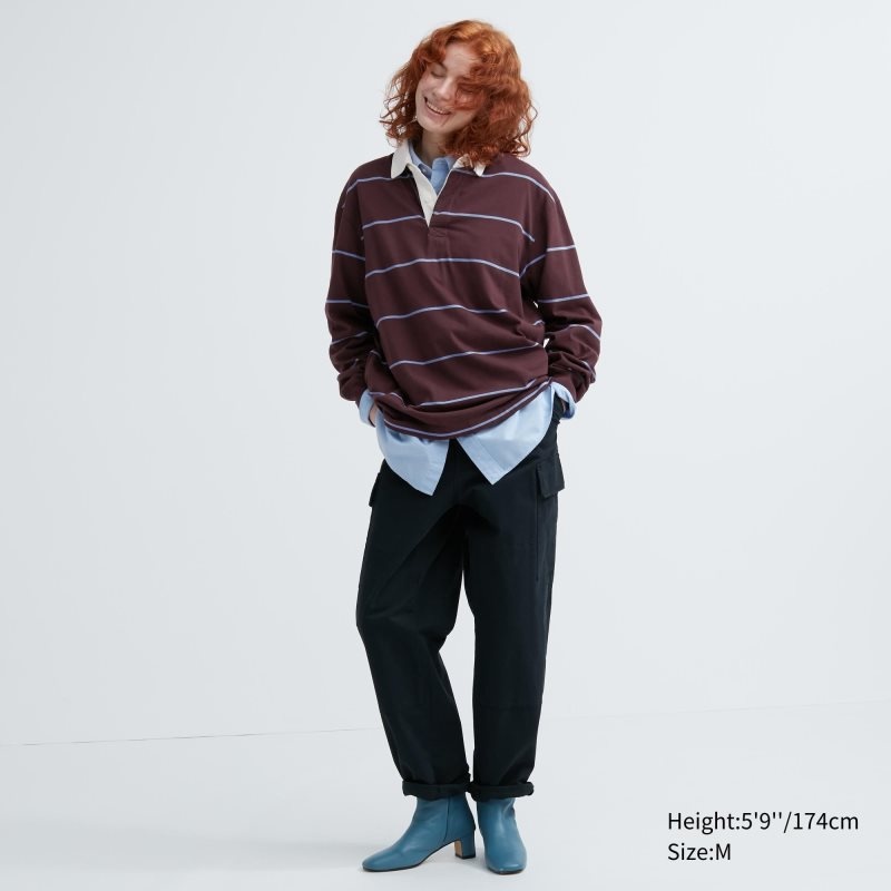 Uniqlo Rugger Long-sleeve Poloshirt Heren Bordeaux | 1764155