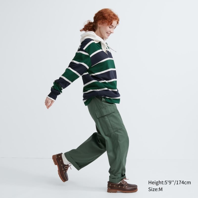 Uniqlo Rugger Long-sleeve Poloshirt Heren Groen | 8787866