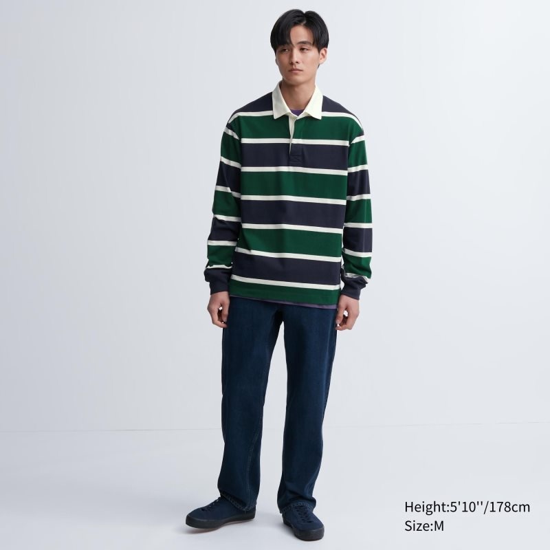 Uniqlo Rugger Long-sleeve Poloshirt Heren Groen | 8787866