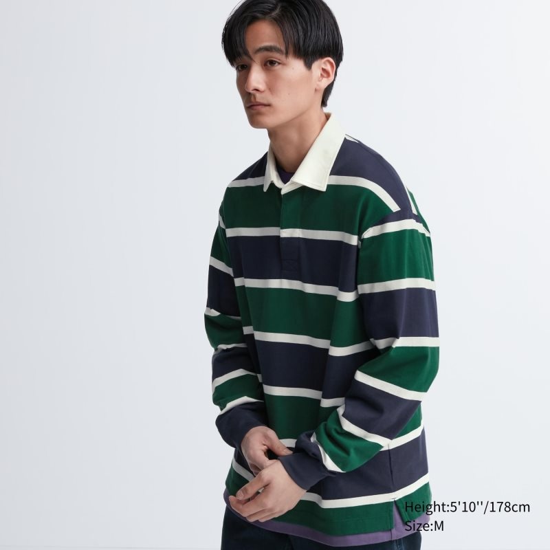 Uniqlo Rugger Long-sleeve Poloshirt Heren Groen | 8787866