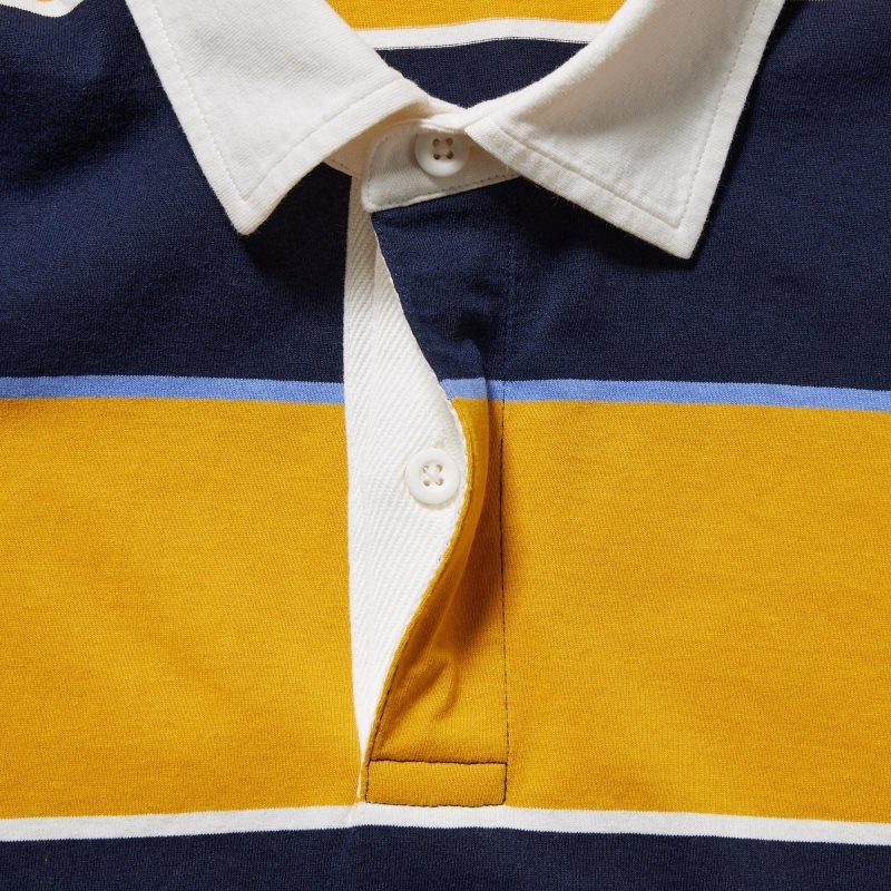 Uniqlo Rugger Striped Short Sleeve Poloshirt Heren Geel | 3493818
