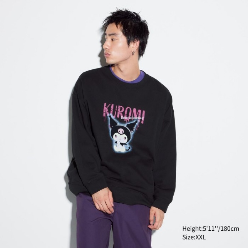Uniqlo Sanrio characters Long-Sleeve Sweatshirts Dames Zwart | 4167306