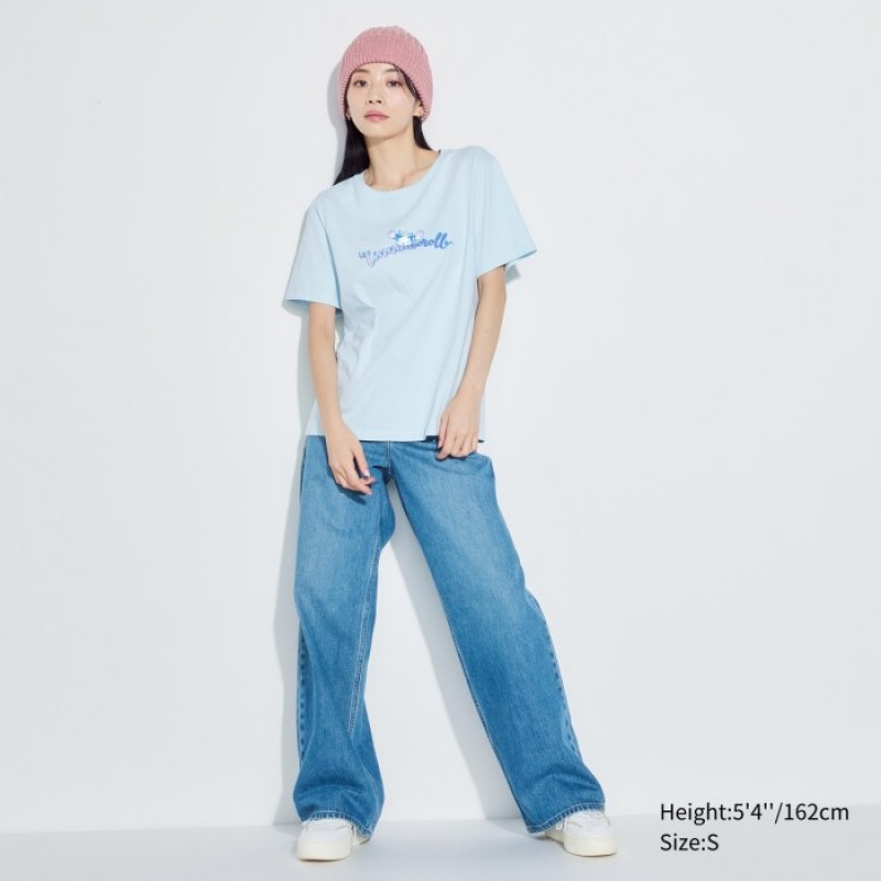 Uniqlo Sanrio characters UT Short-Sleeve T-shirts Dames Blauw | 4783586