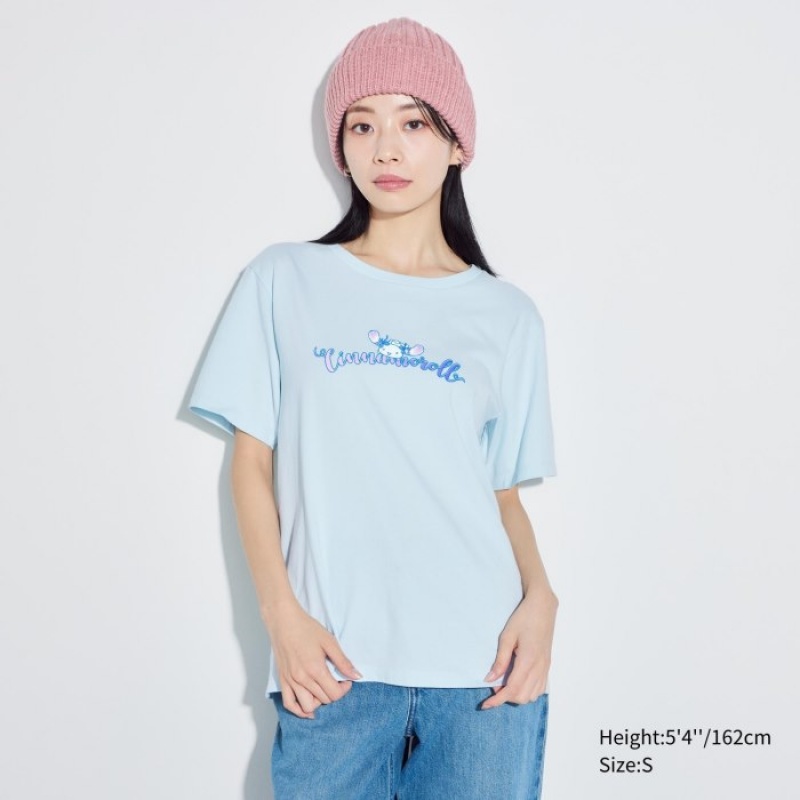 Uniqlo Sanrio characters UT Short-Sleeve T-shirts Dames Blauw | 4783586