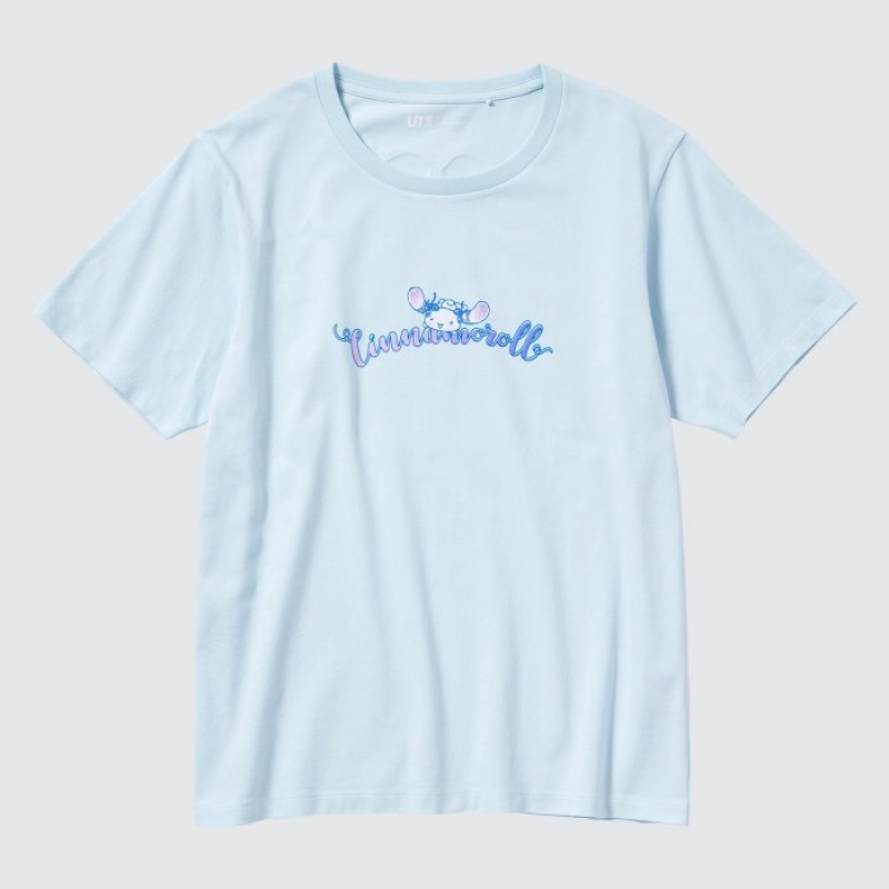 Uniqlo Sanrio characters UT Short-Sleeve T-shirts Dames Blauw | 4783586