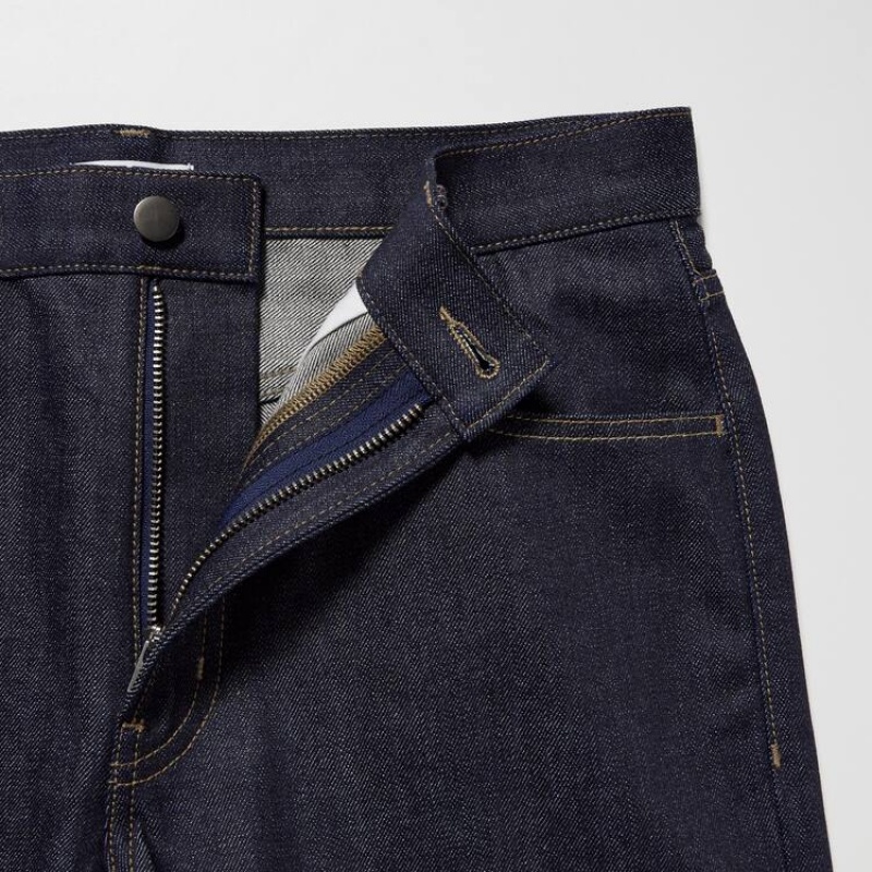 Uniqlo Selvedge Regular Fit Jeans Heren Donkerblauw | 9298098