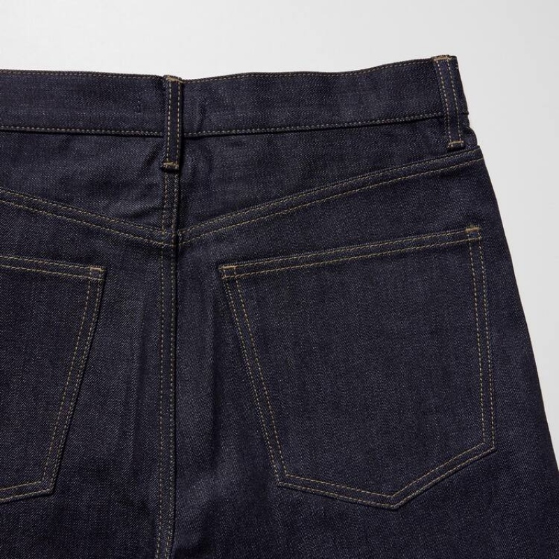 Uniqlo Selvedge Regular Fit Jeans Heren Donkerblauw | 9298098
