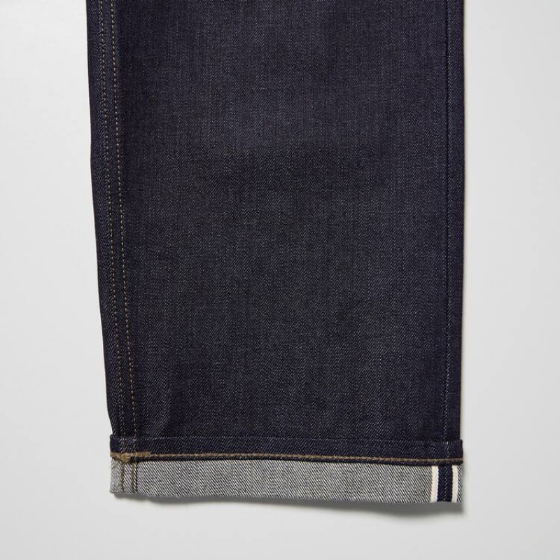 Uniqlo Selvedge Regular Fit Jeans Heren Donkerblauw | 9298098