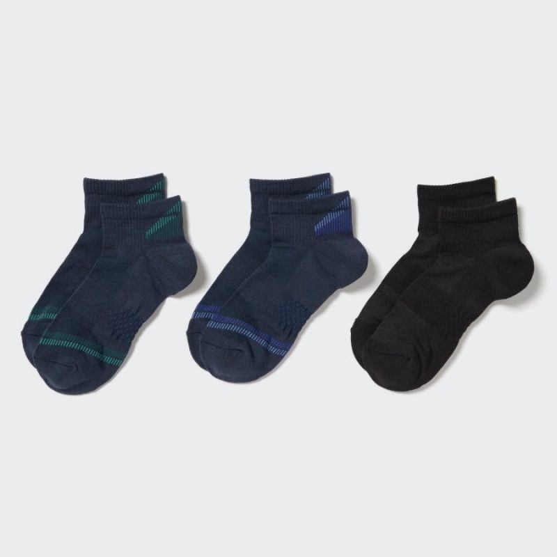 Uniqlo Short 3 Pack Sports/Piled Sokken Dames Donkerblauw | 6785295