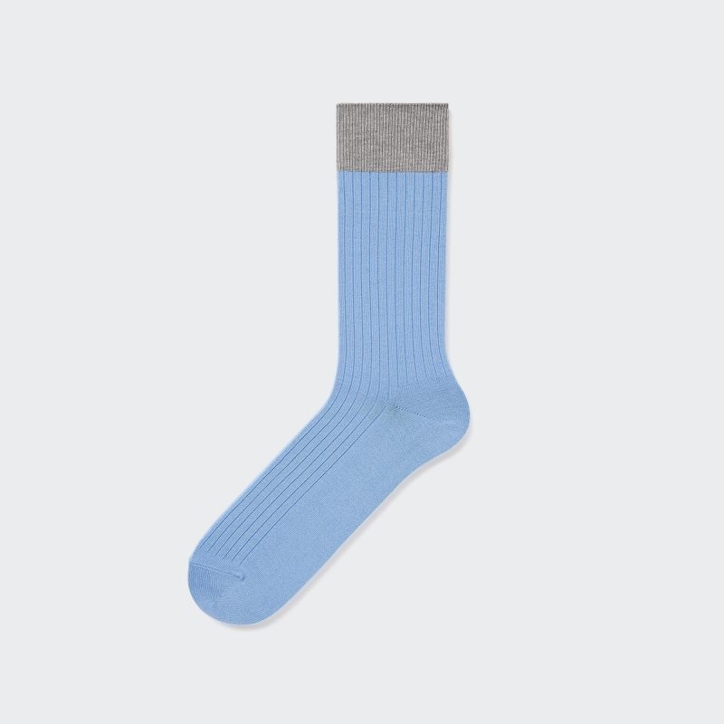 Uniqlo Silket Ribbed Sokken Heren Blauw | 2140296