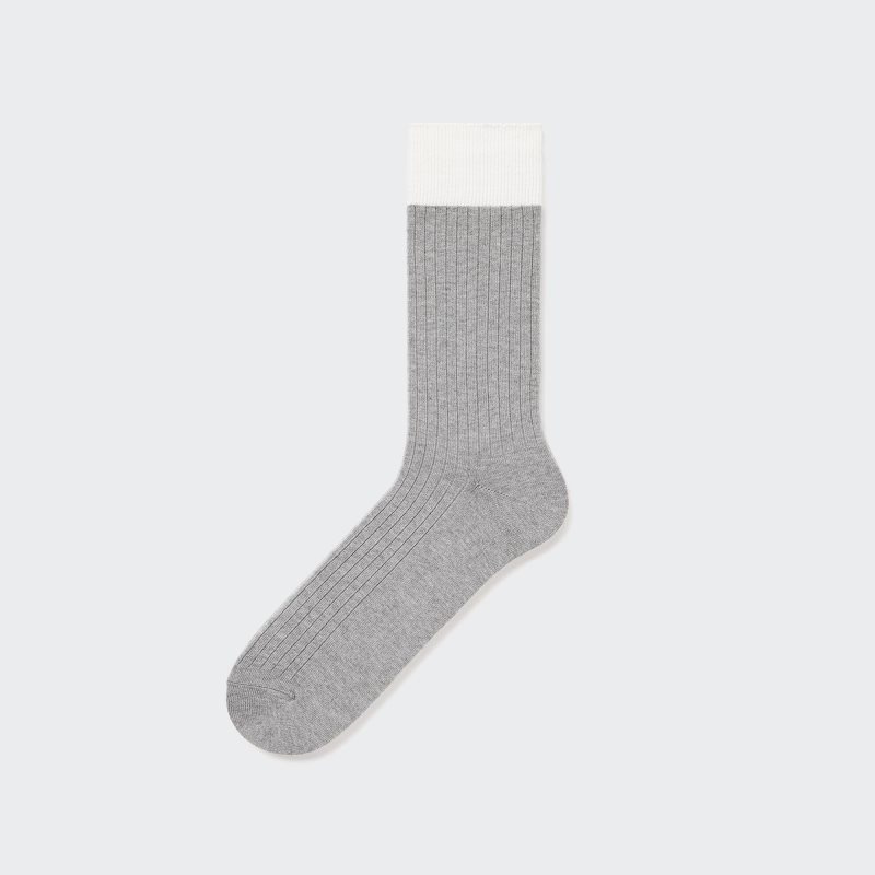 Uniqlo Silket Ribbed Sokken Heren Grijs | 5357756