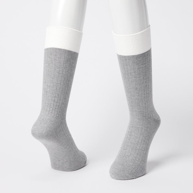 Uniqlo Silket Ribbed Sokken Heren Grijs | 5357756