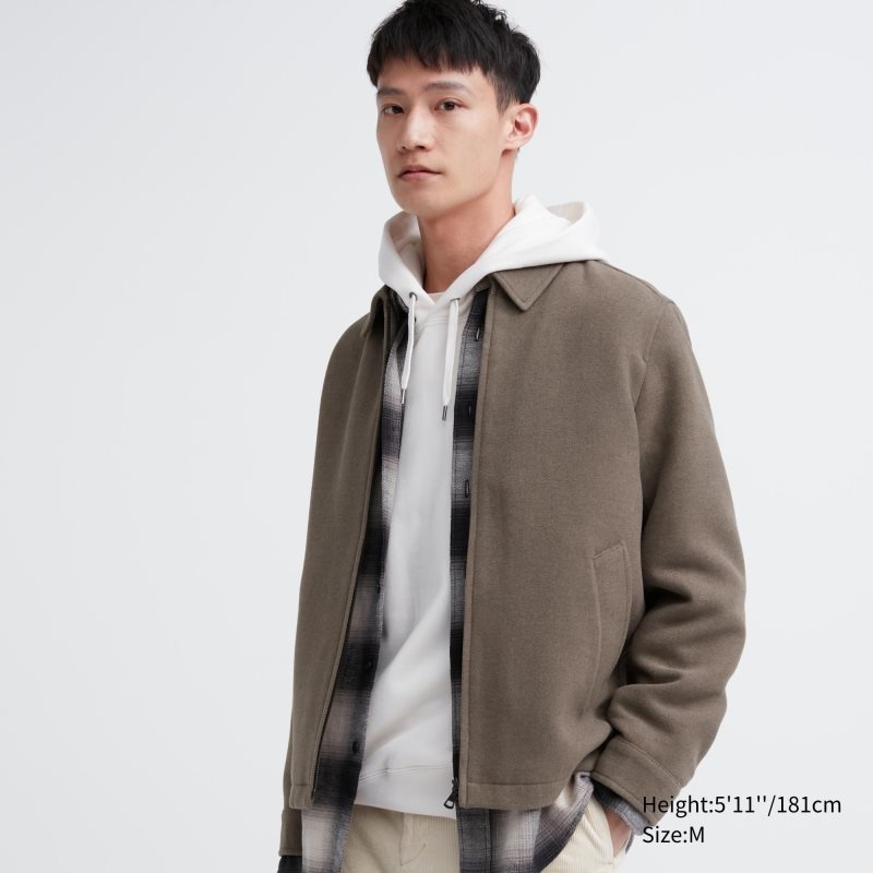 Uniqlo Single Collar Short Jassen Heren Bruin | 6614227