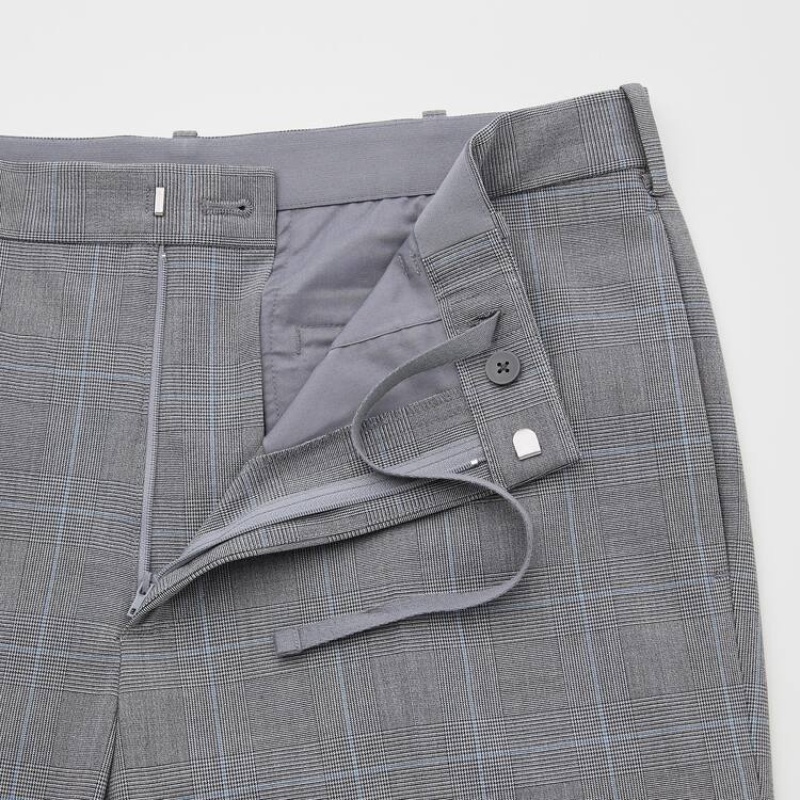 Uniqlo Smart Comfort Glen Checked Ankle Length Broek Heren Grijs | 8446851