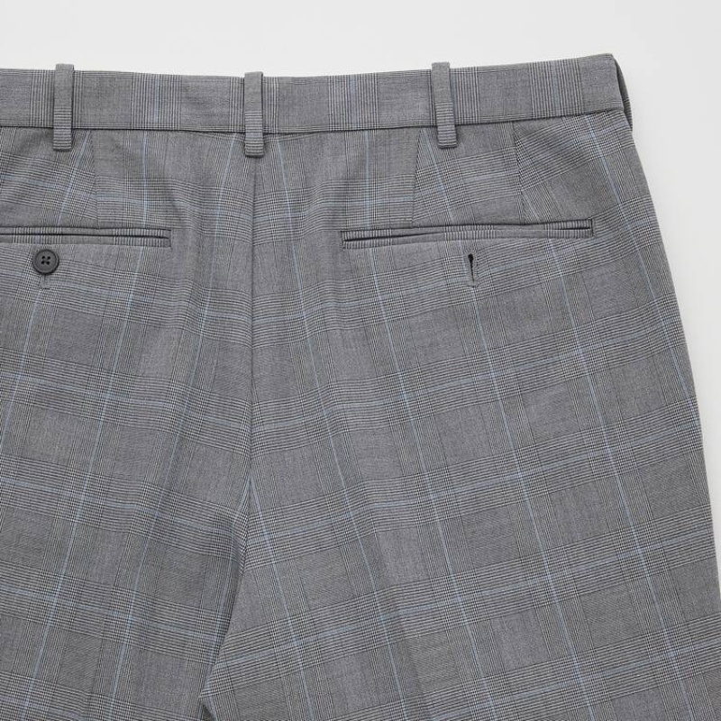 Uniqlo Smart Comfort Glen Checked Ankle Length Broek Heren Grijs | 8446851