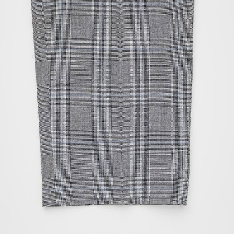 Uniqlo Smart Comfort Glen Checked Ankle Length Broek Heren Grijs | 8446851
