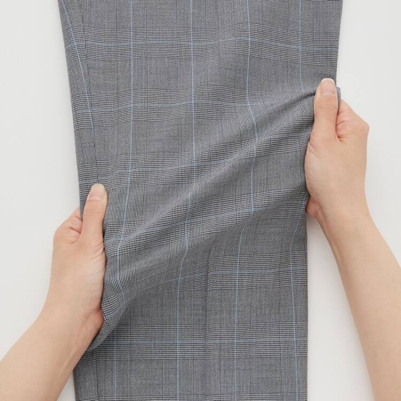 Uniqlo Smart Comfort Glen Checked Ankle Length Broek Heren Grijs | 8446851