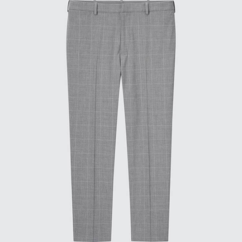 Uniqlo Smart Comfort Glen Checked Ankle Length Broek Heren Grijs | 8446851