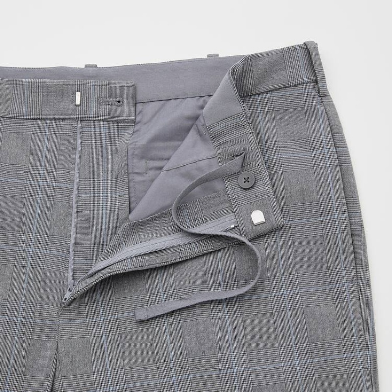 Uniqlo Smart Comfort Glen Checked Ankle Length Broek Heren Grijs | 236268