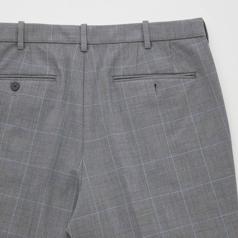 Uniqlo Smart Comfort Glen Checked Ankle Length Broek Heren Grijs | 236268
