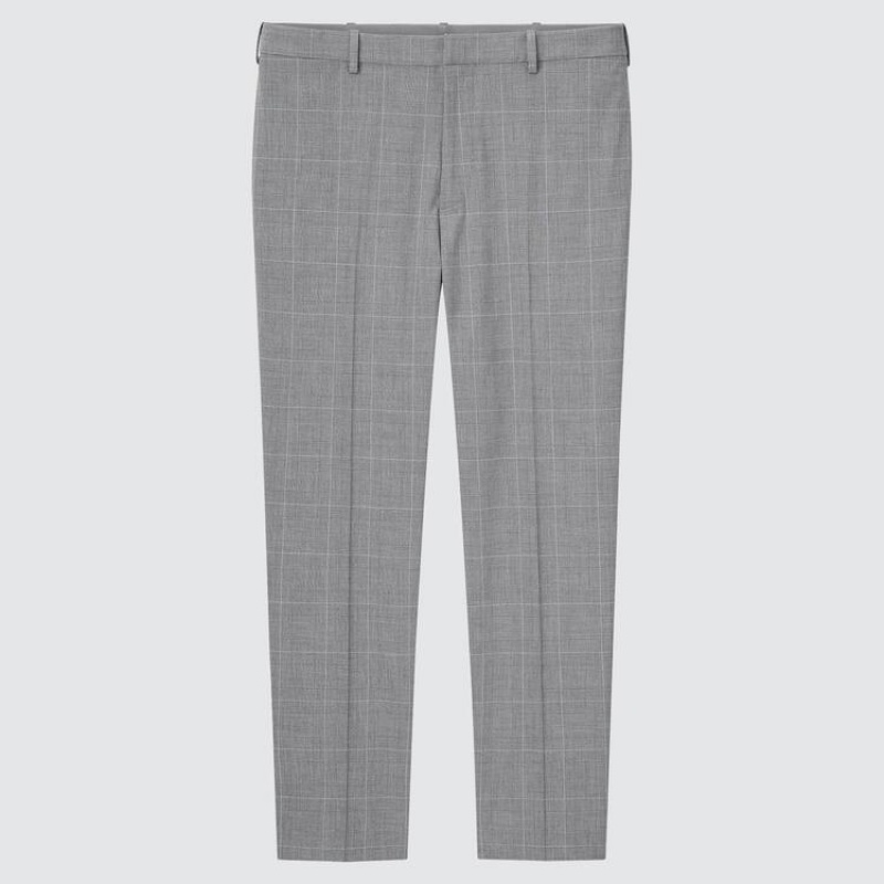 Uniqlo Smart Comfort Glen Checked Ankle Length Broek Heren Grijs | 236268