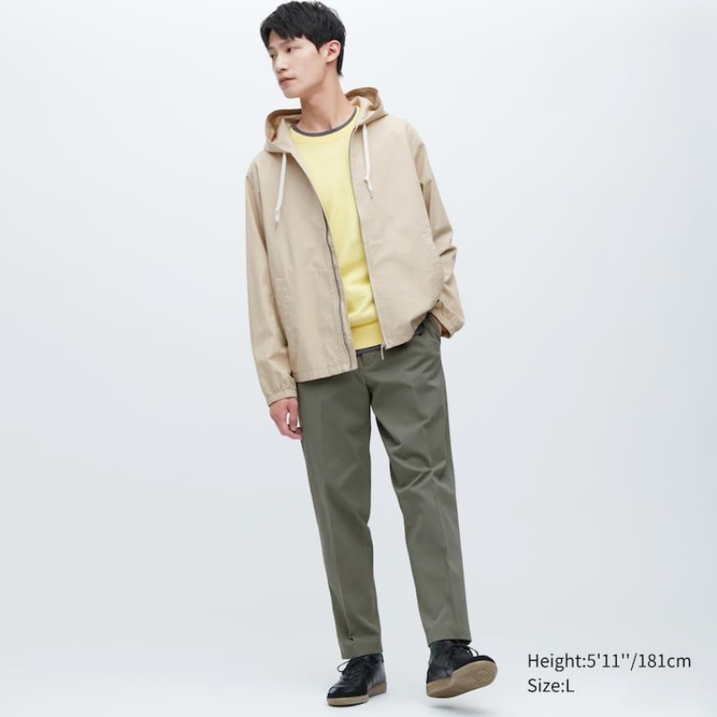 Uniqlo Smart Cotton Ankle Length Broek Heren Olijfgroen | 3177552