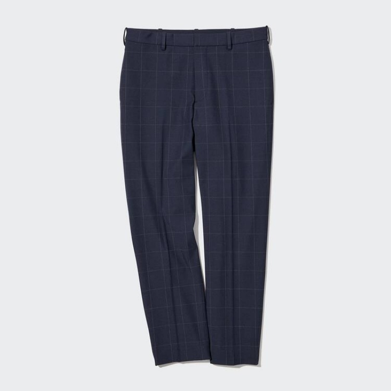 Uniqlo Smart Patterned Ankle Length Broek Heren Donkerblauw | 8705015