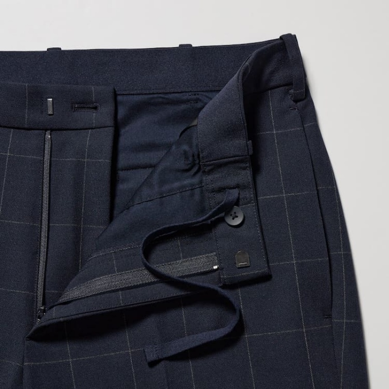 Uniqlo Smart Patterned Ankle Length Broek Heren Donkerblauw | 8705015