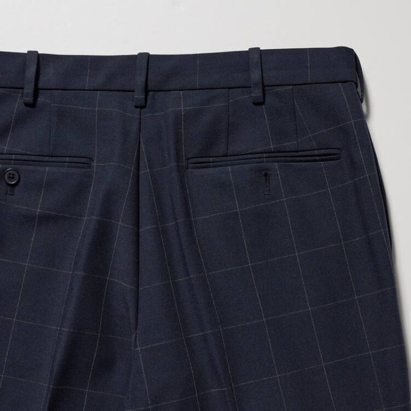 Uniqlo Smart Patterned Ankle Length Broek Heren Donkerblauw | 8705015