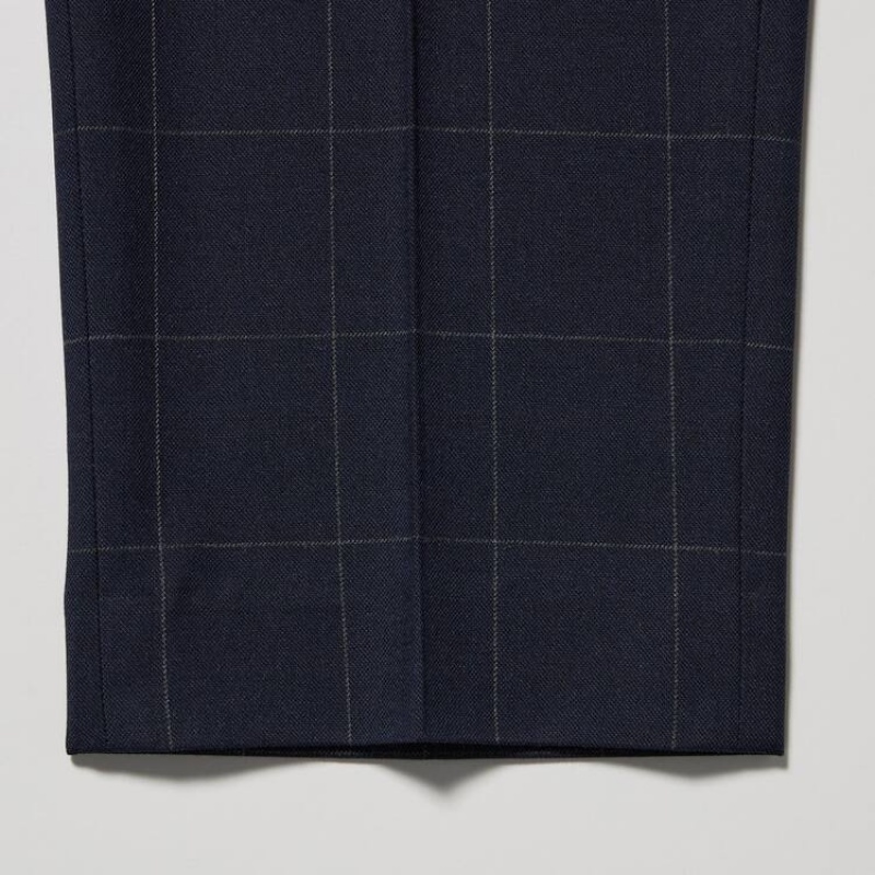 Uniqlo Smart Patterned Ankle Length Broek Heren Donkerblauw | 8705015