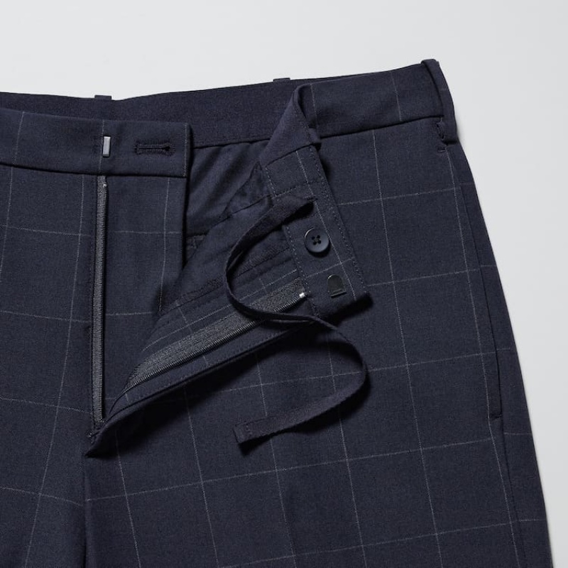 Uniqlo Smart Patterned Ankle Length Broek Heren Donkerblauw | 7116751