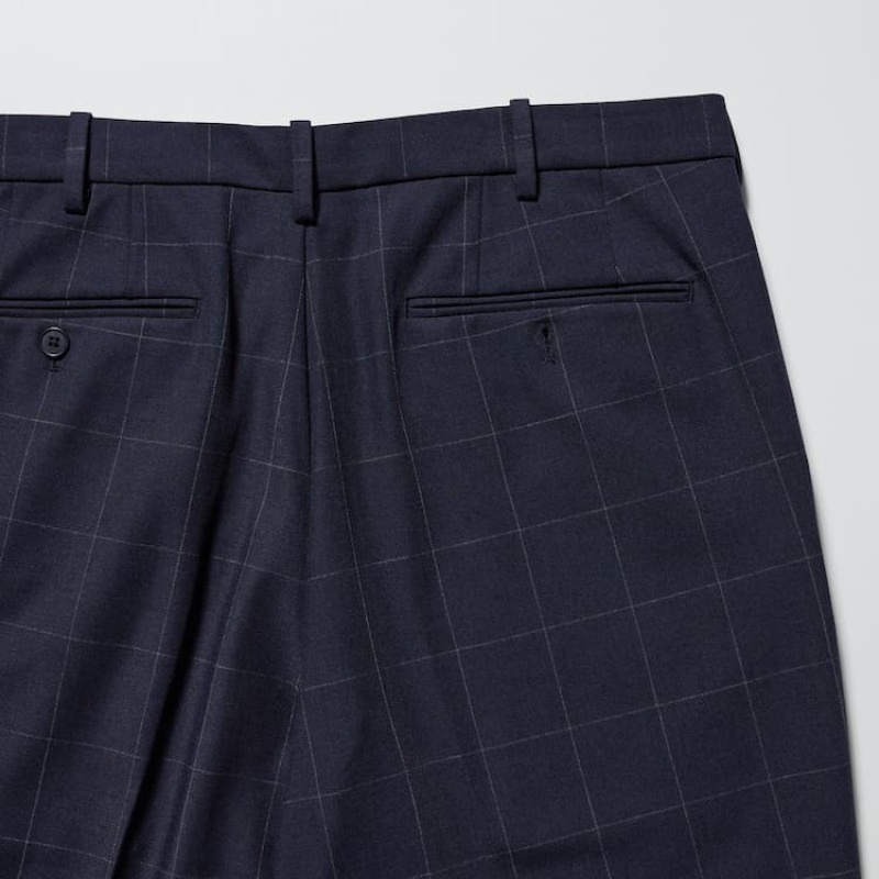 Uniqlo Smart Patterned Ankle Length Broek Heren Donkerblauw | 7116751