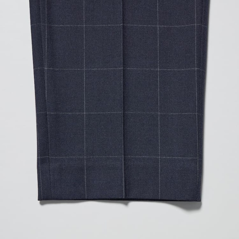 Uniqlo Smart Patterned Ankle Length Broek Heren Donkerblauw | 7116751