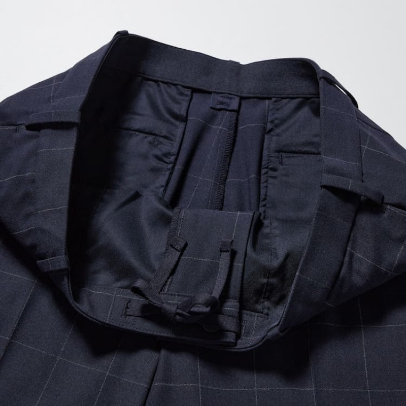 Uniqlo Smart Patterned Ankle Length Broek Heren Donkerblauw | 7116751
