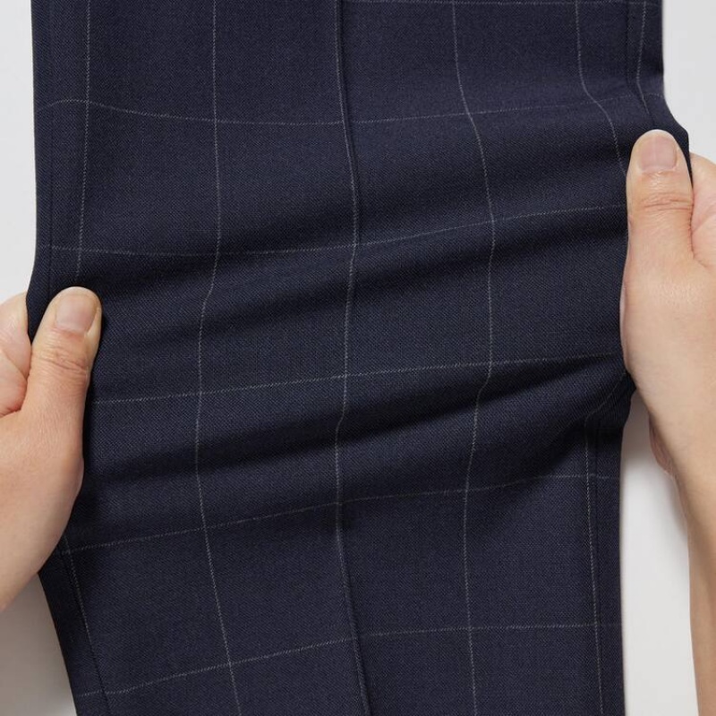 Uniqlo Smart Patterned Ankle Length Broek Heren Donkerblauw | 7116751