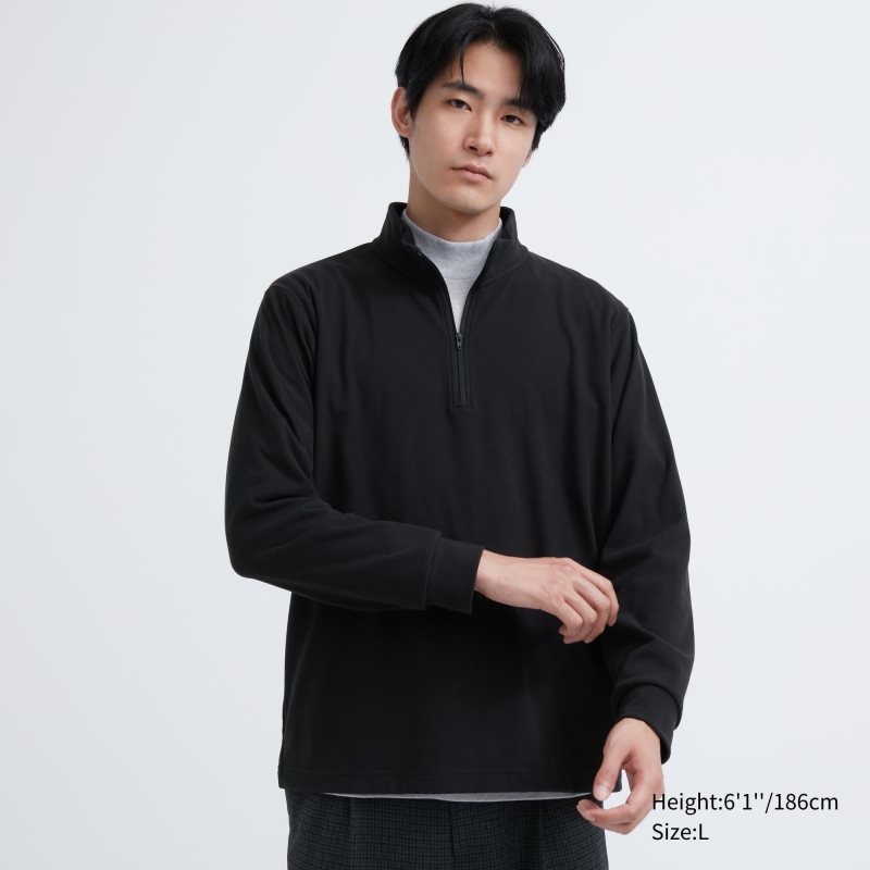 Uniqlo Smooth Fleece Half-zip T-shirts Heren Zwart | 9575757
