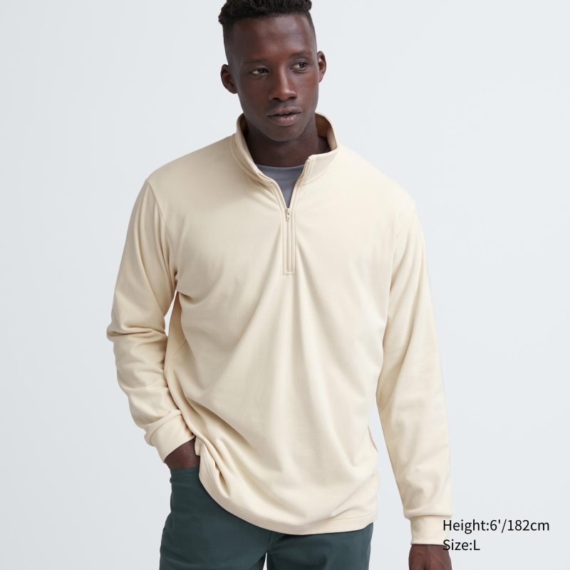 Uniqlo Smooth Fleece Half-zip T-shirts Heren Beige | 3410002