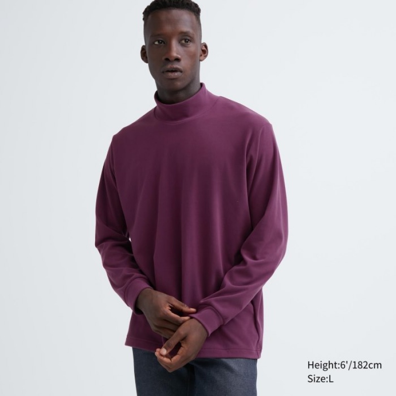 Uniqlo Smooth Fleece Mock Neck Long-Sleeve T-shirts Dames Paars | 1801916