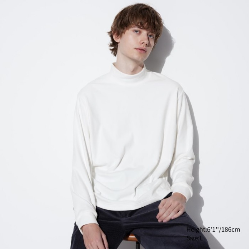 Uniqlo Smooth Fleece Mock Neck Long-Sleeve T-shirts Dames Wit | 2336839