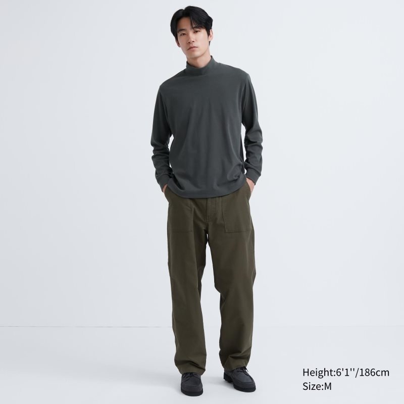 Uniqlo Smooth Fleece Mock Neck T-shirts Heren Zwart | 9065540