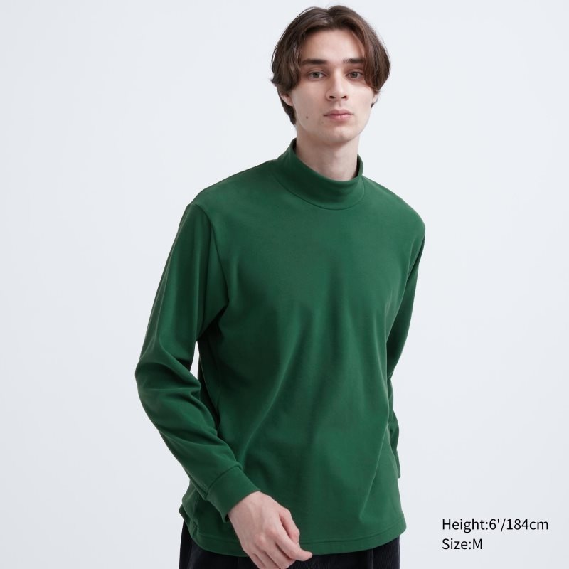 Uniqlo Smooth Fleece Mock Neck T-shirts Heren Groen | 1829253