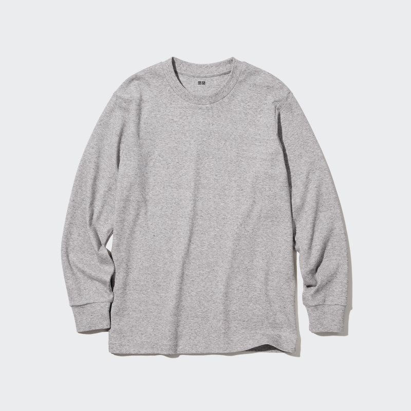 Uniqlo Soft Brushed Crew Neck Long-sleeve T-shirts Heren Grijs | 4574543