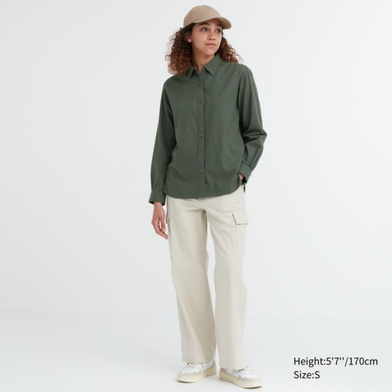 Uniqlo Soft Brushed Long-Sleeve Overhemd Dames Roze | 8575031