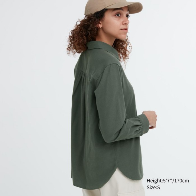 Uniqlo Soft Brushed Long-Sleeve Overhemd Dames Roze | 8575031
