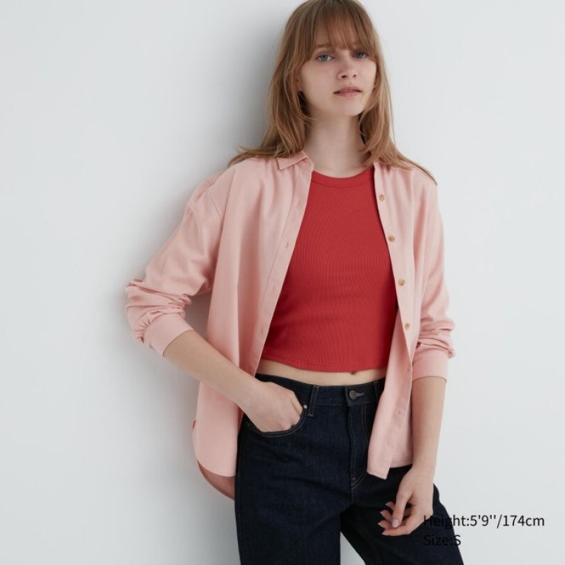 Uniqlo Soft Brushed Long-Sleeve Overhemd Dames Roze | 8575031