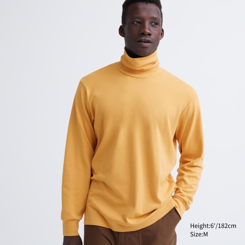 Uniqlo Soft Brushed Turtleneck Long-sleeve T-shirts Heren Geel | 9224519