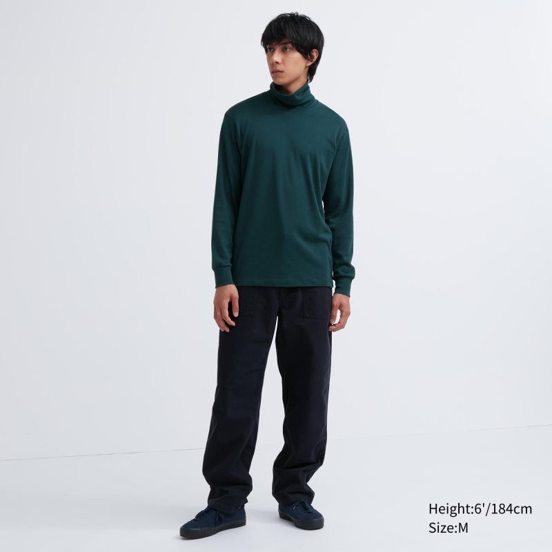 Uniqlo Soft Brushed Turtleneck Long-sleeve T-shirts Heren Zwart | 5351785